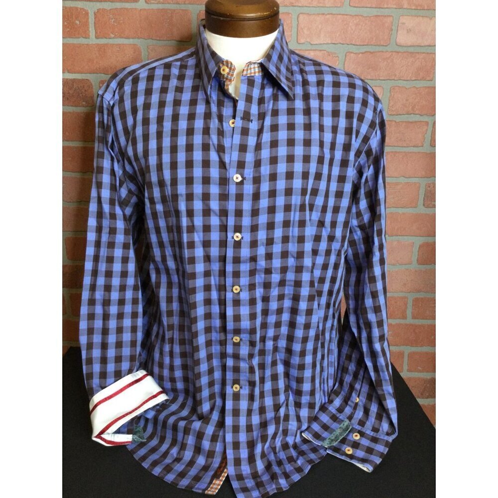 Robert Graham Men's Button Front Shirt Long Sleeve Contrast Flip Cuffs Size XL